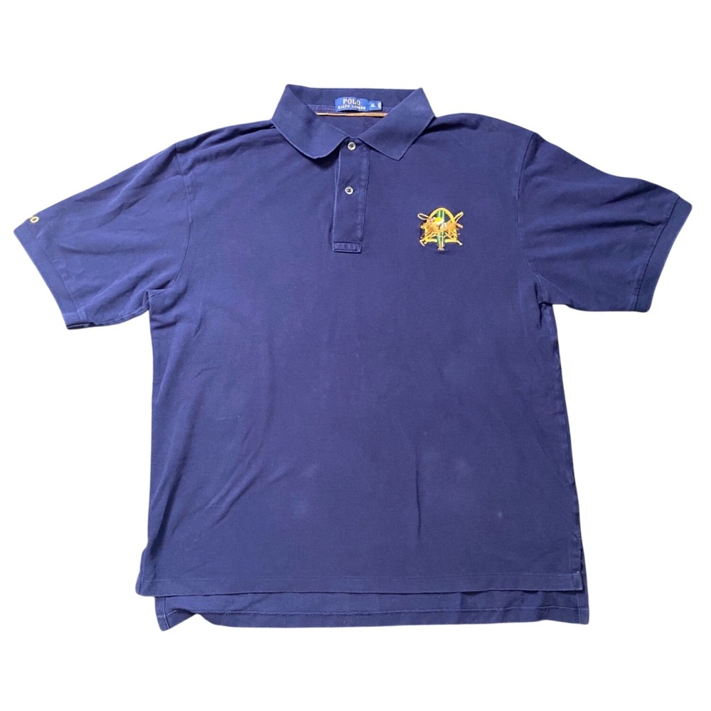 Polo Ralph‎ Lauren Polo Shirt Navy Blue Mens Large Tall Double Pony Crest Preppy
